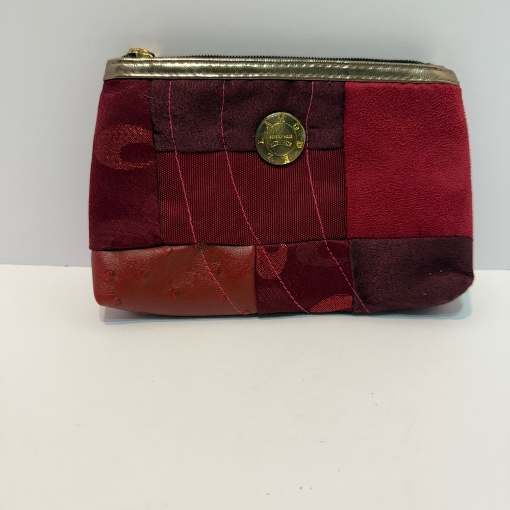 Source Unknown Red And Gold Patchwork Cosmetic Bag - image 1